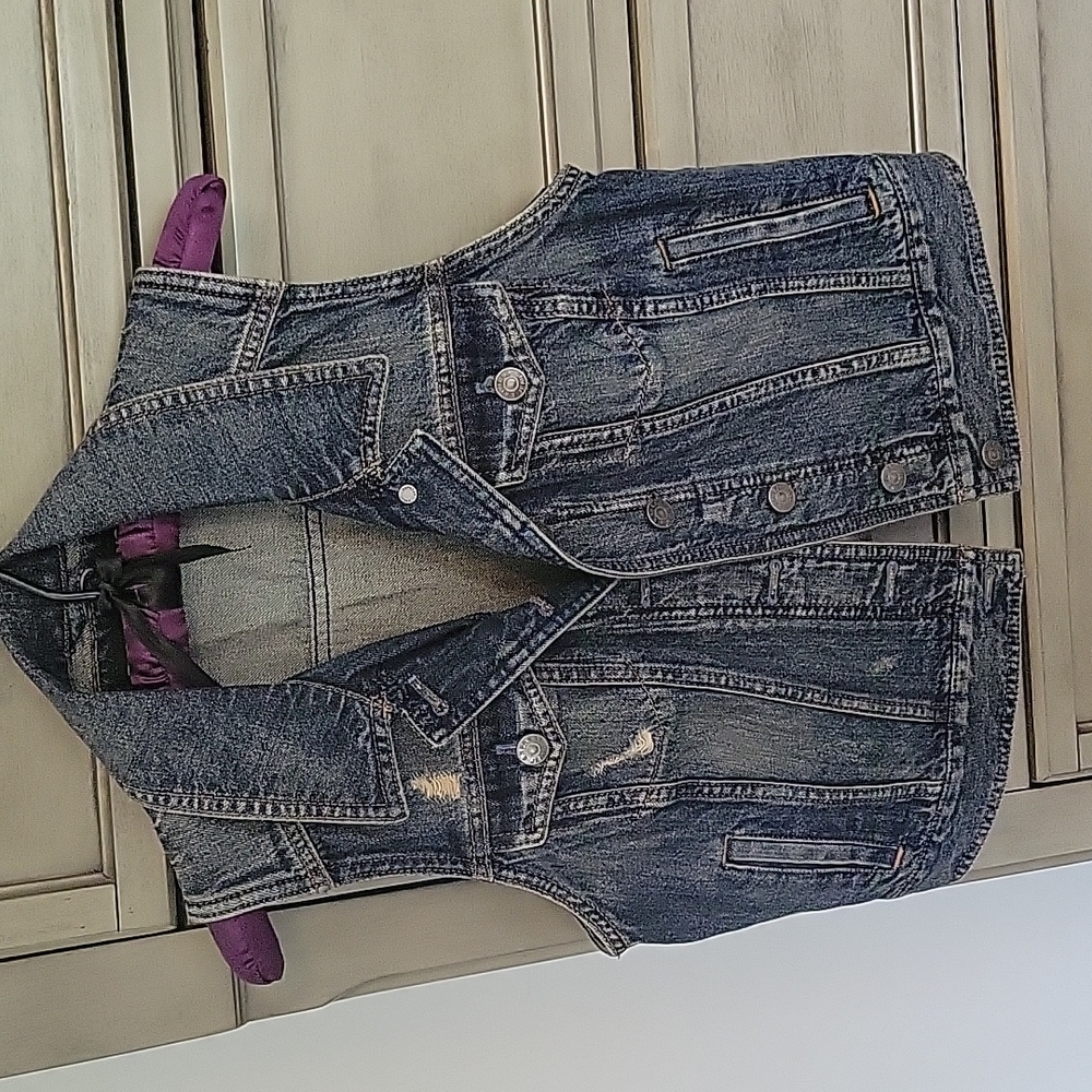 Distressed Denim Jean vest